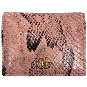 Gucci GG Marmont Wallet Double Bifold Python Pink